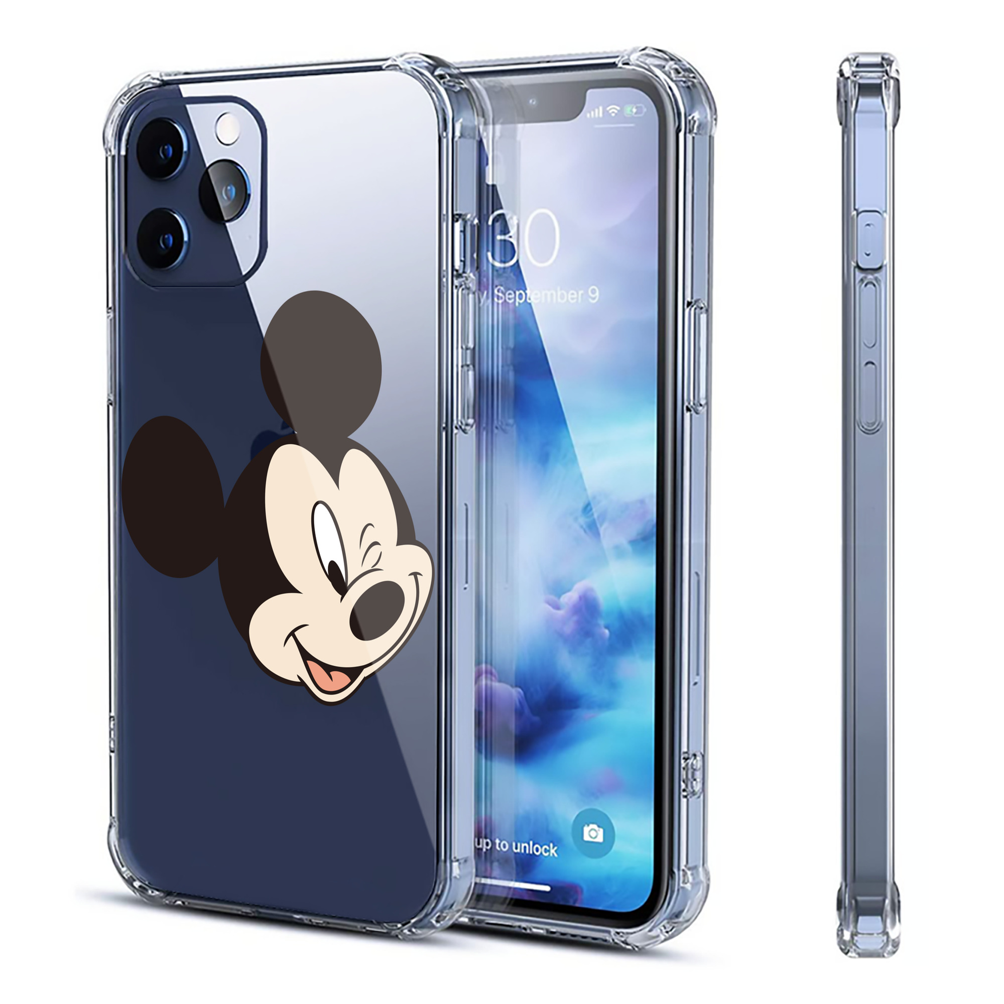 （画像用） ミッキーマウス Mickey Mouse 【iPhone 12シリーズ対応】透明スマホケース（クリアソフトケース）